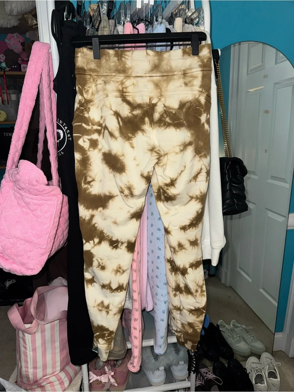 lululemon athletica cropped women’s Tie-Dye Joggers - Brown & Cream